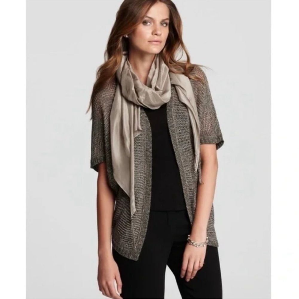 Eileen Fisher NWOT Bronze Linen Cotton Sparkle Cardigan Sz S Lagenlook Fall
